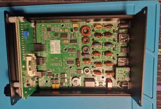The QMX+ board in the enclosure