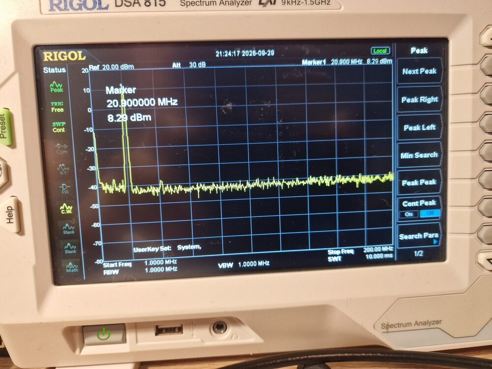 Output spectrum on 15m, 1-200 MHz