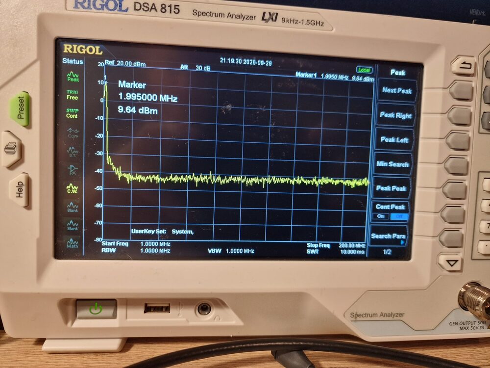 Output spectrum on 160m, 1-200 MHz