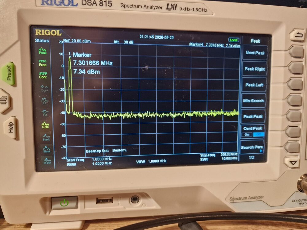 Output spectrum on 40m, 1-200 MHz