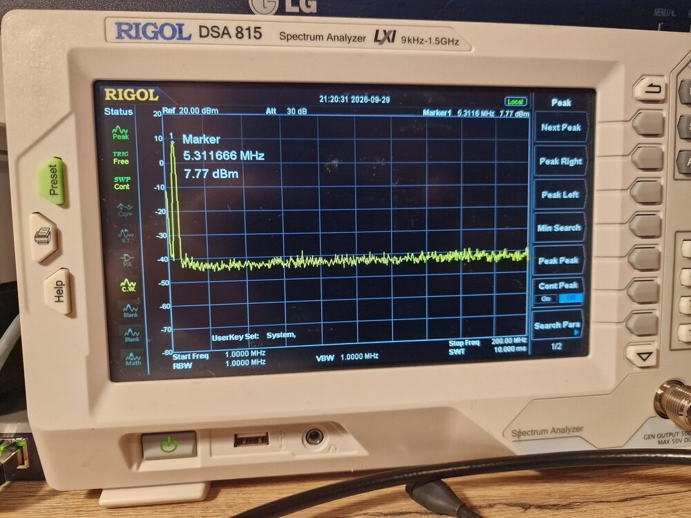 Output spectrum on 60m, 1-200 MHz