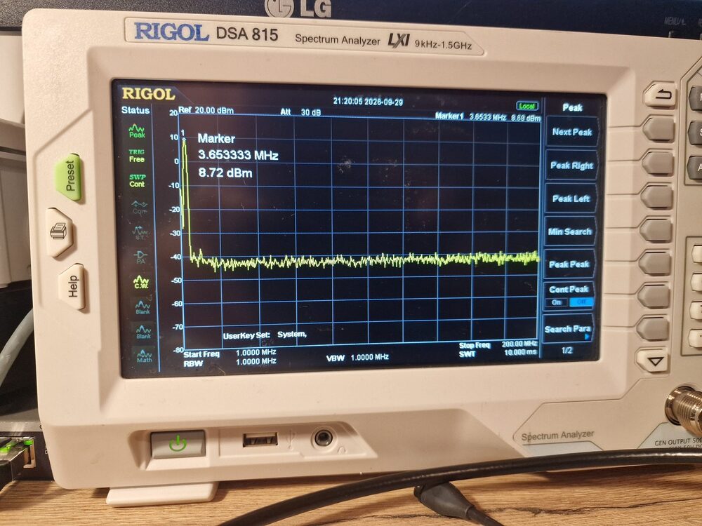 Output spectrum on 80m, 1-200 MHz
